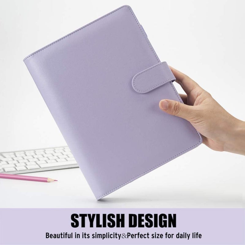 Sooez A5 Notebook Photocard Binder  6 Budget Binder Ring Planner  Stylish Loose Leaf Personal Organizer Binder Cover with Magnetic Buckle  PU Leather Binder Women with Macaron Colors (Red) - Image 3